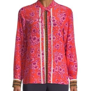 Kobi Halperin Red and Pink Floral Blouse msrp$398